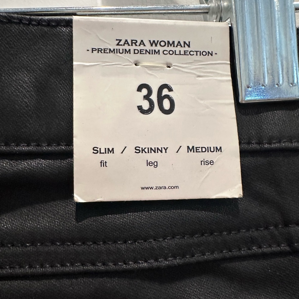 NWT Zara Black Skinny Biker Pants Quilted Coated Slim Fit Whimsigoth Women’s 4 - Picture 5 of 13